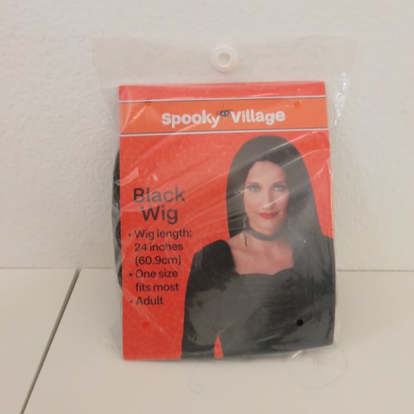 (#118) Spooky Village black wig 24 inches long one size fits most - Picture 1 of 4